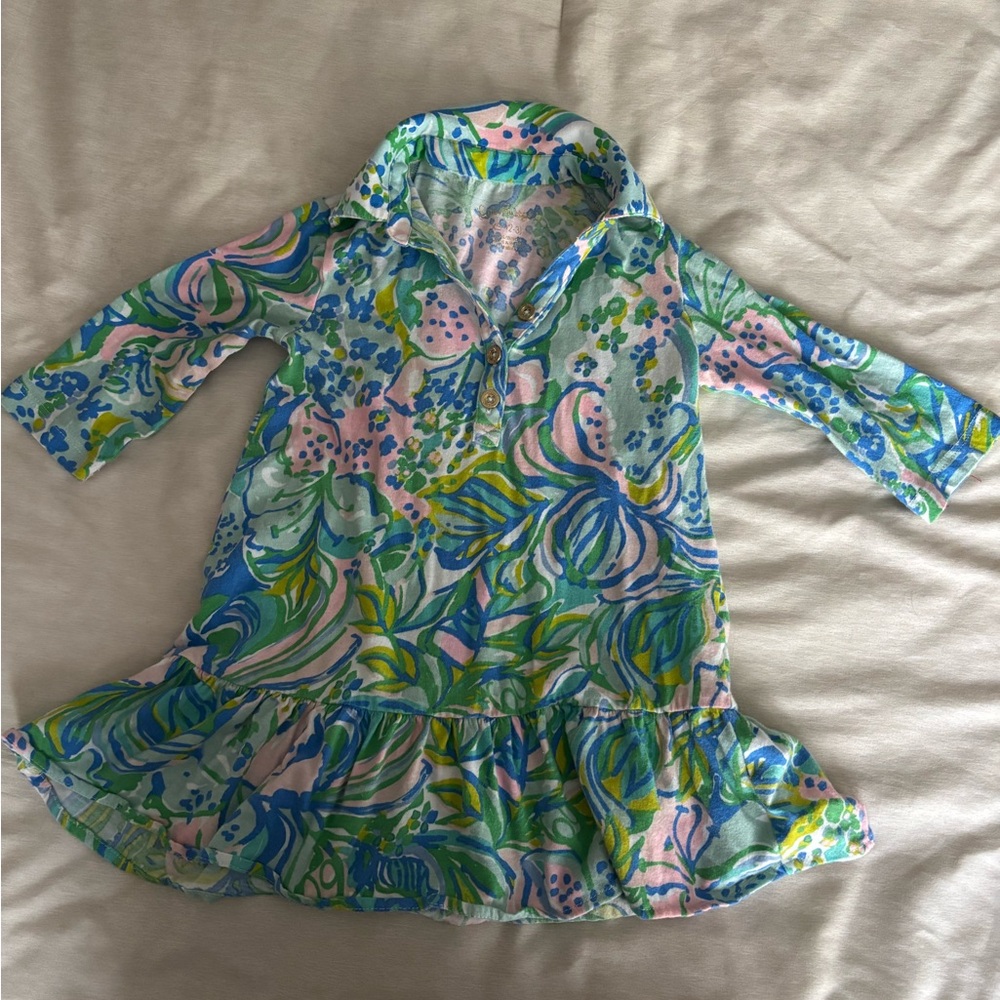 Lilly Pulitzer Kids Dress XS (2-3) - Blue, Green, Pink Floral